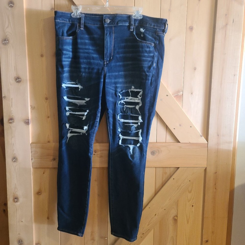American Eagle Hi-Rise Jegging Distressed Skinny Jeans-Plus Size